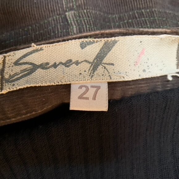 Seven 7 Straight short skirt in brown corduroy with floral embroidery - Size: 27 - Picture 6 of 7